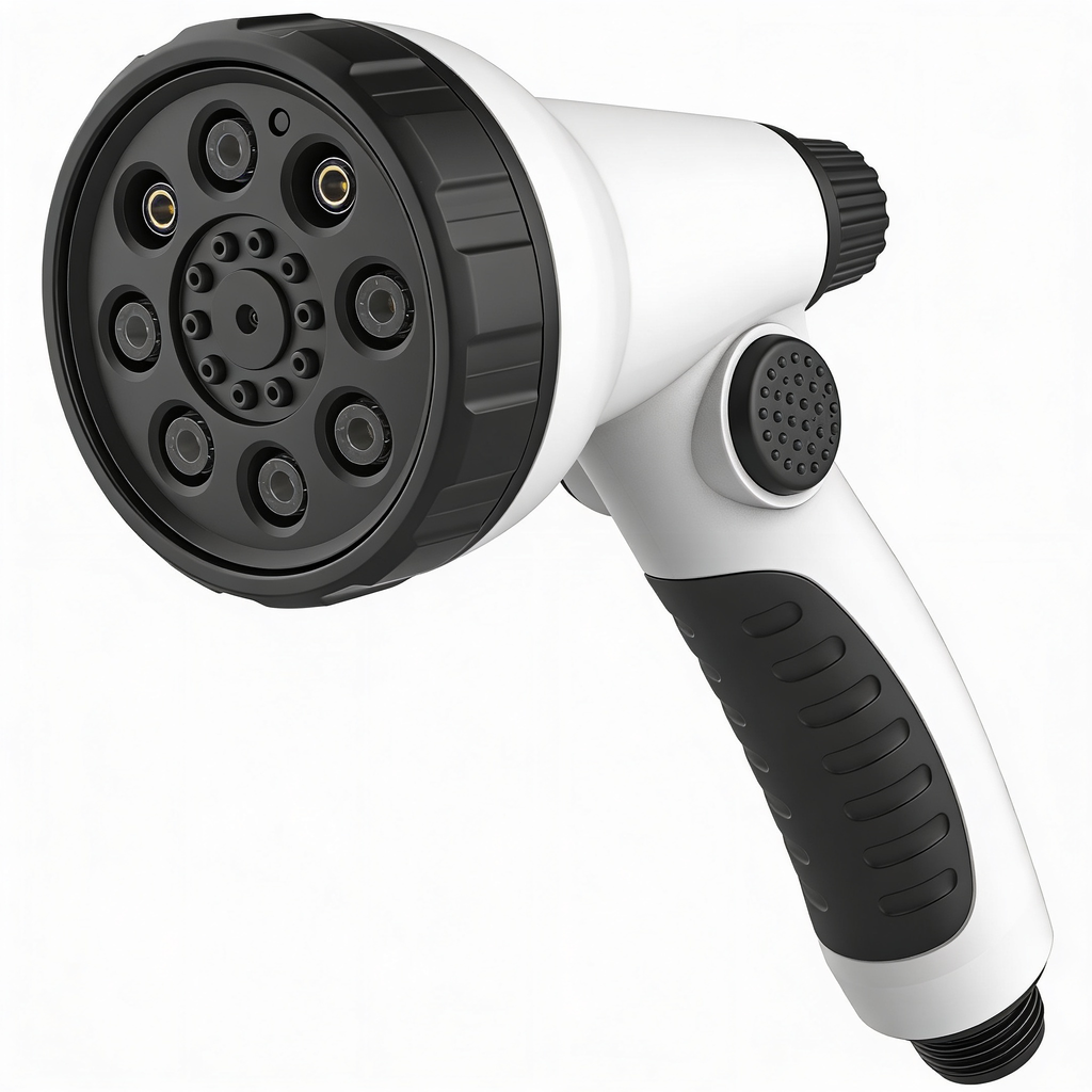 OlsonNoemi AUTOMAN-Garden-Hose-Nozzle, ABS Water Spray Nozzle with 7 Adjustable Watering Patterns, Slip Resistant for Watering Plants, Lawn& Garden, Washing Cars, Cleaning, Showering Pets & Outdoor Fun.