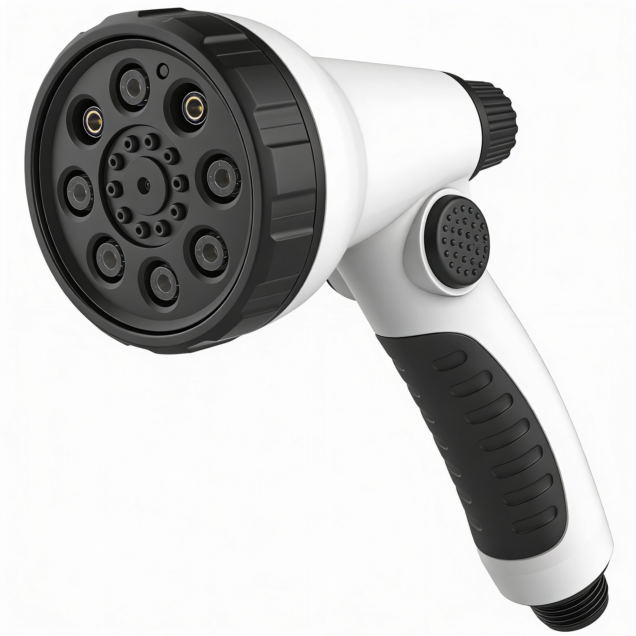 OlsonNoemi AUTOMAN-Garden-Hose-Nozzle, ABS Water Spray Nozzle with 7 Adjustable Watering Patterns, Slip Resistant for Watering Plants, Lawn& Garden, Washing Cars, Cleaning, Showering Pets & Outdoor Fun.