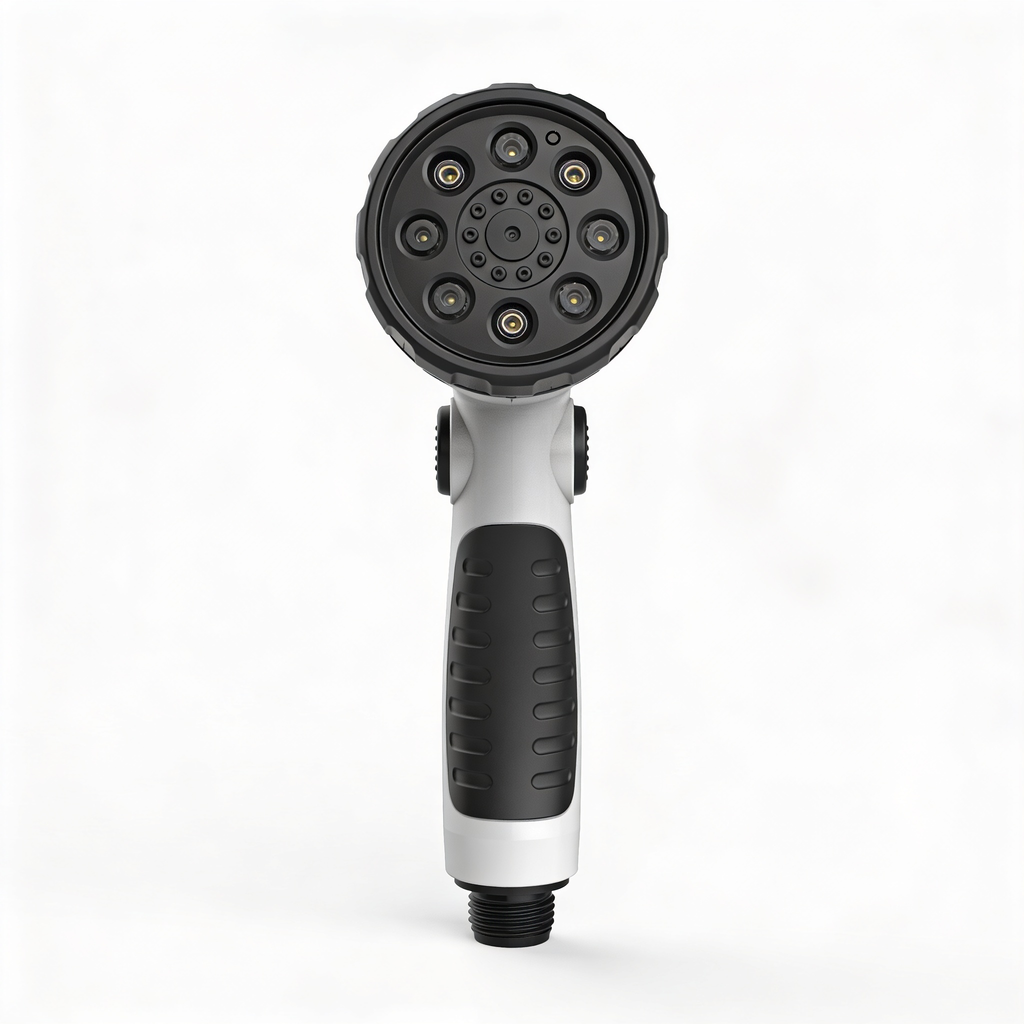 OlsonNoemi AUTOMAN-Garden-Hose-Nozzle, ABS Water Spray Nozzle with 7 Adjustable Watering Patterns, Slip Resistant for Watering Plants, Lawn& Garden, Washing Cars, Cleaning, Showering Pets & Outdoor Fun.